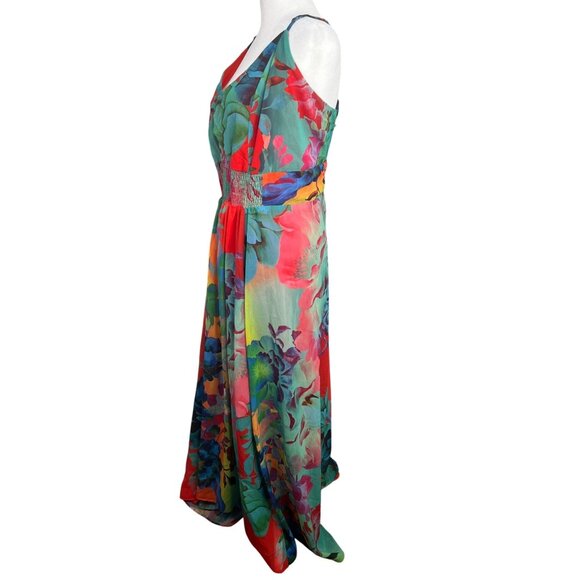 City Chic Maxi Hot Summer Days Floral Print Coral Sleeveless High-low Hemline M - Picture 5 of 15